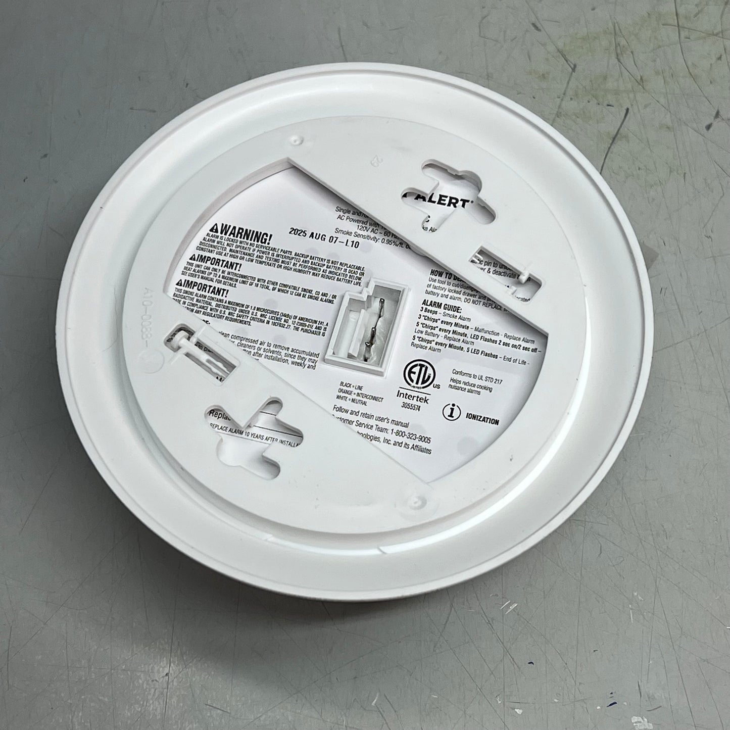 FIRST LINE Interconnect Hardwire Smoke Alarm W/ 10 Year Battery Backup SMI105-AC