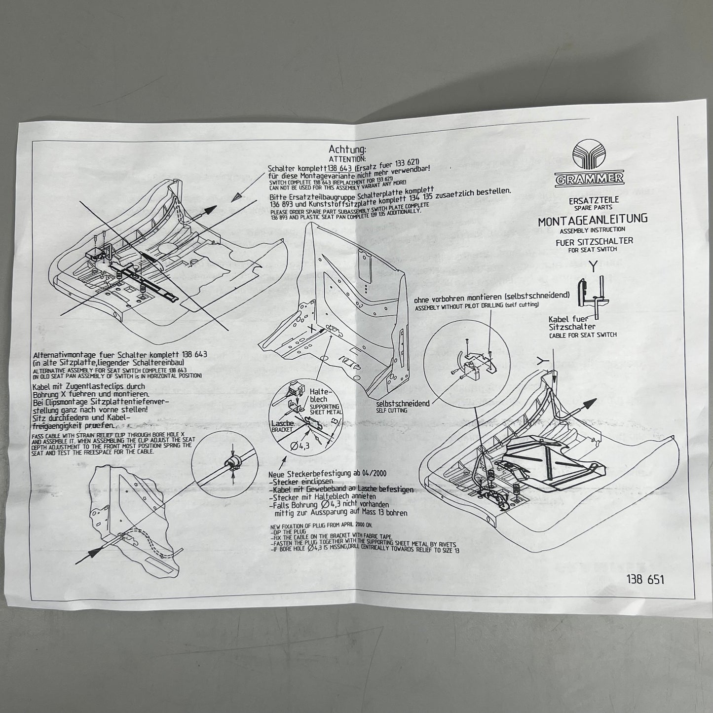 GRAMMER Seat Switch Kit MSG20 PT:187499460030 (New)