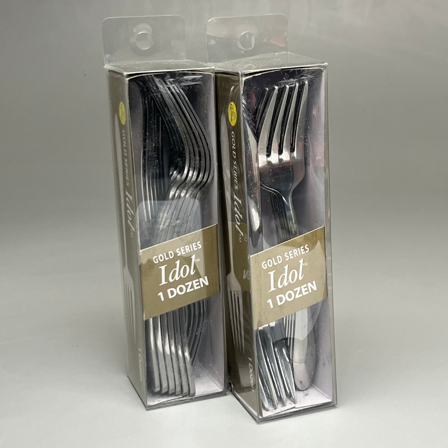 GOLD SERIES IDOL 2 Pack of 12 Qualite Stainless Dinner Forks Metalic