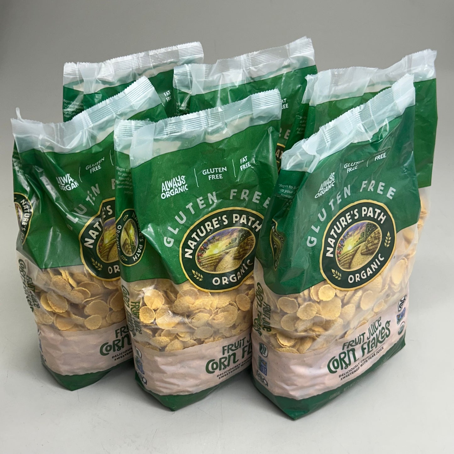 NATURE'S PATH  (1 Box, 6 Bags Each) Organic Fruit Juice Sweetened Corn Flakes Cereal 26.4oz BB 08/26