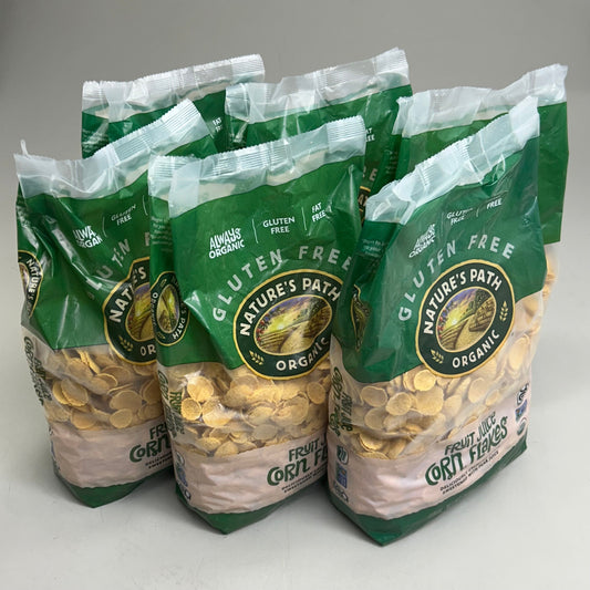 ZA@ NATURE'S PATH  (1 Box, 6 Bags Each) Organic Fruit Juice Sweetened Corn Flakes Cereal 26.4oz BB 08/26 J