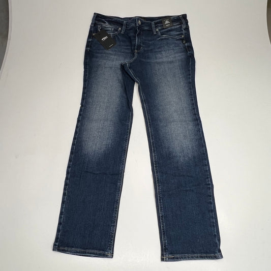SILVER JEANS CO Suki Curvy Mid Rise Straight Leg Jean Women's Sz 36/33 Indigo