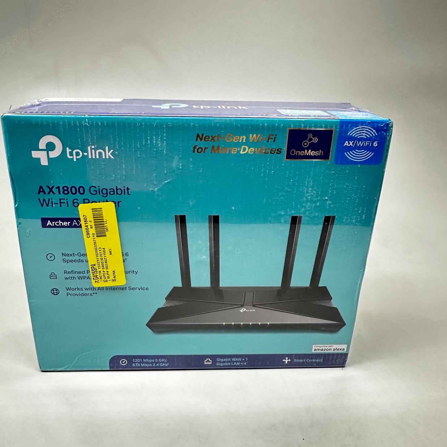 TP-LINK Wifi 6 Router AX1800 1.5"Hx10.2"Wx5.3"D Black