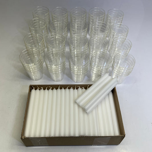 CANDLE LIGHT CELEBRATIONS (200 SET) Holidays & Vigils 100 Cups & Candles White