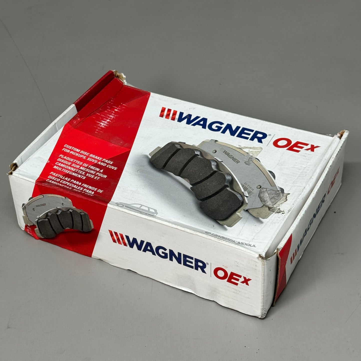 WAGNER OEx Premium Ceramic Disc Brake Pad Set 8" x 2 1/2" Grey OEX1611