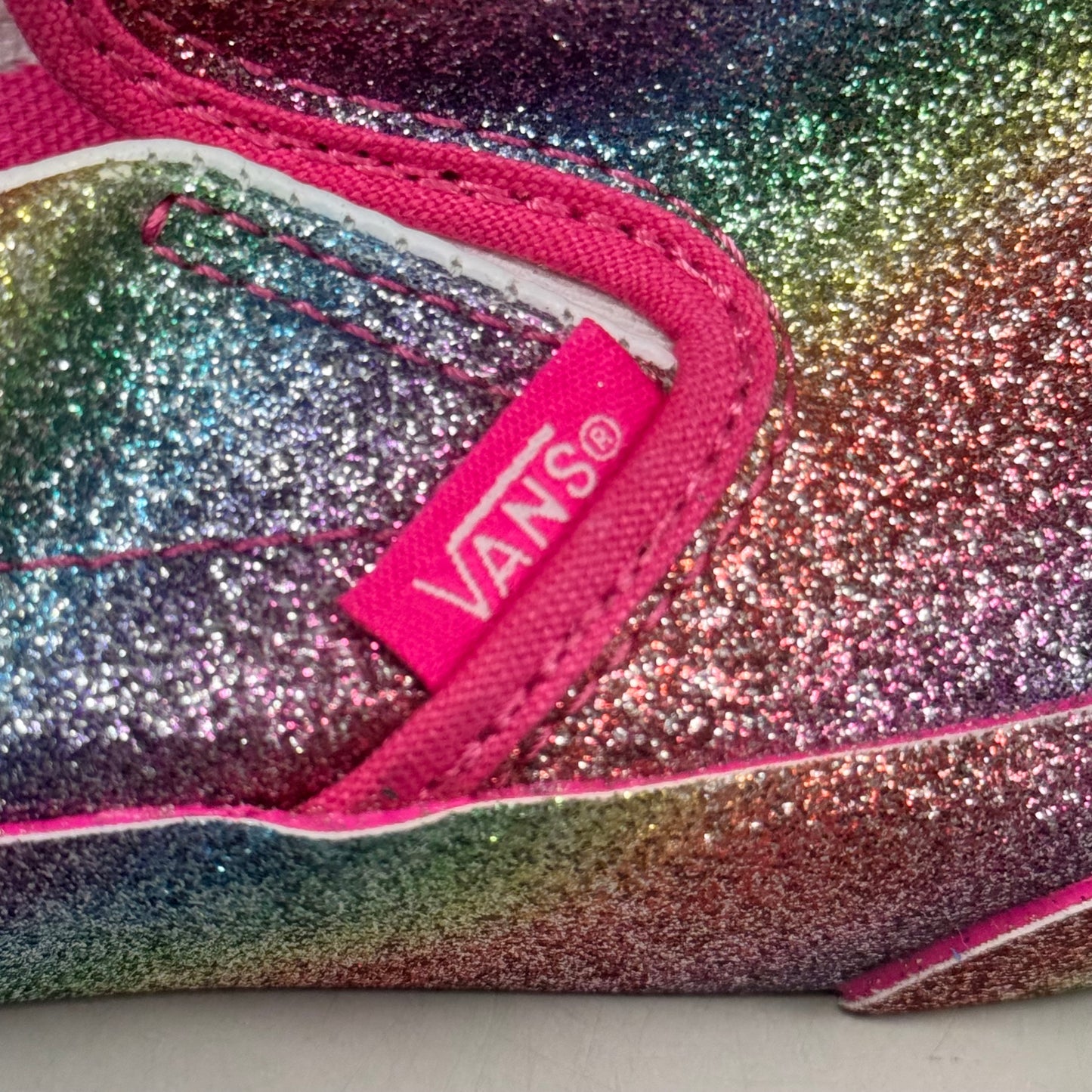 VANS Classic Slip-On Glitter Rainglow US Kids SZ 2.0 Multicolor New Without Box