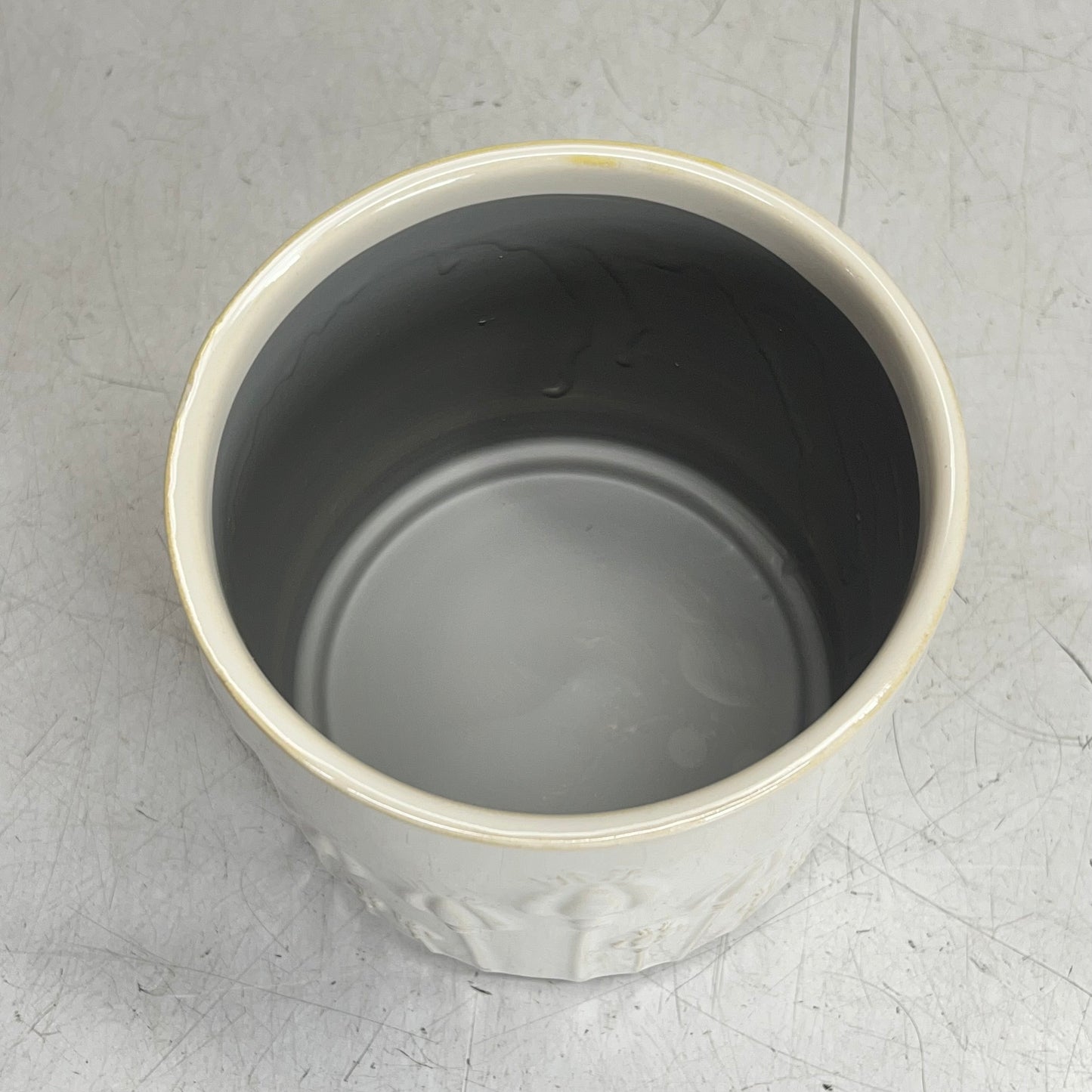 SILVER TREE Poppy Bud Pattern Ceramic Plant Pot  5"x5" Glaze Crème A11057