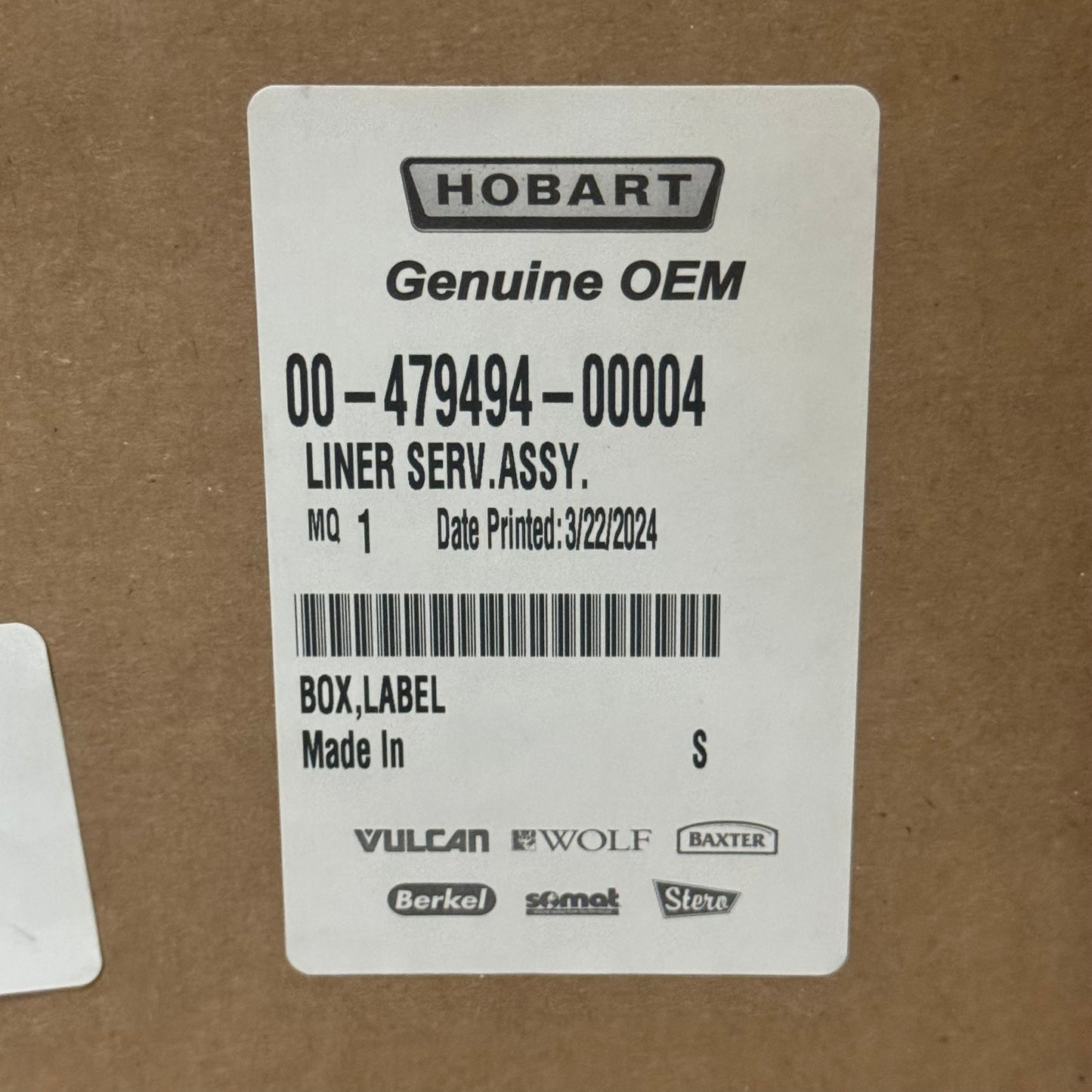 HOBART Genuine OEM Liner Service Assembly Lexan 51”Lx5.5”W Plastic Black 00-479494 - 00004