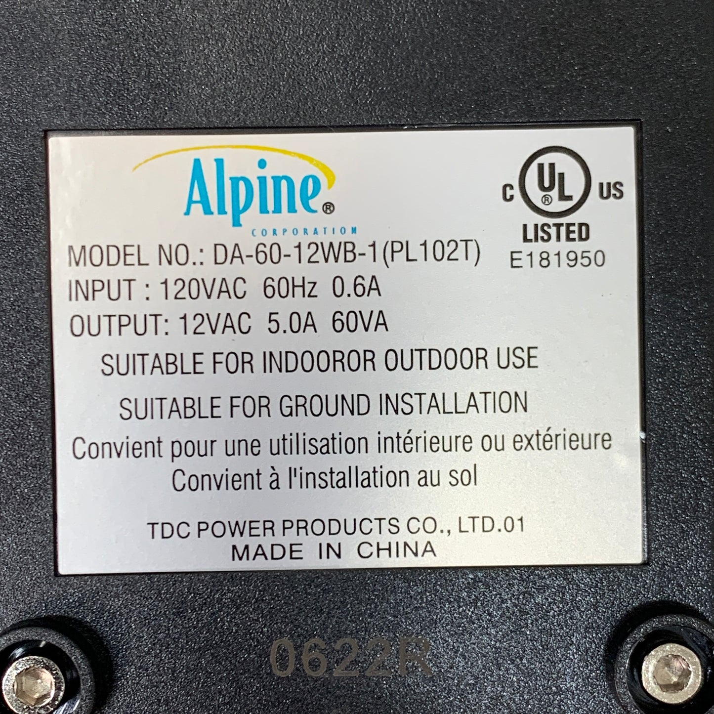 ALPINE 60 Watt Transformer with Photocell and Timer w/ 4-light quick connect cable PL102T (New)