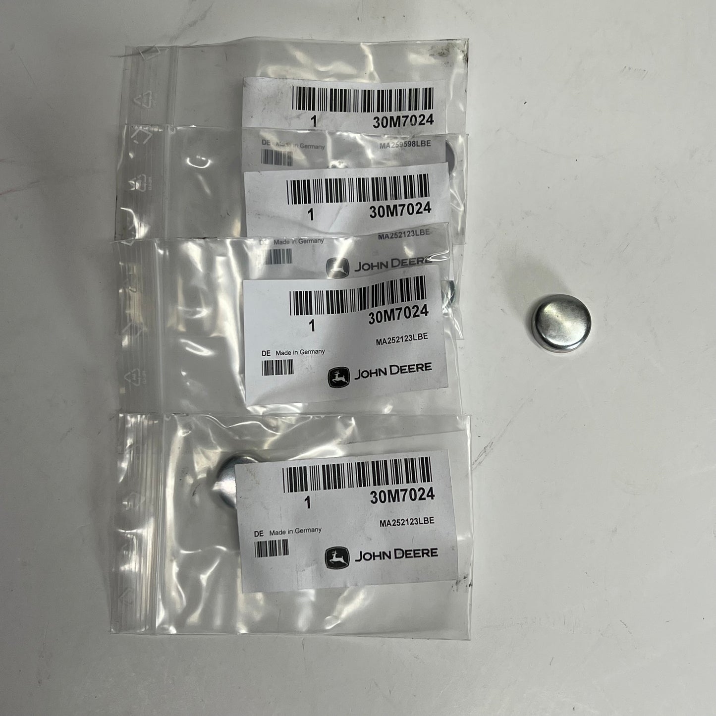 JOHN DEERE (5 PACK) Genuine OEM Metal Cap/plug Silver 30M7024