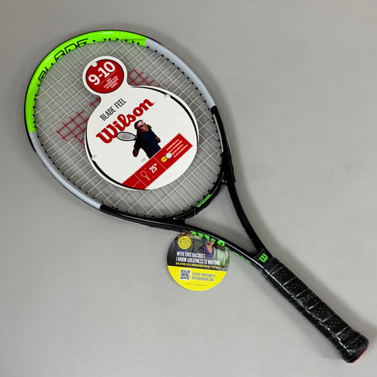 WILSON Blade Feel Junior Tennis Racquet Ages 9-10 25" Grip 3 7/8" Green/Black WR055520U