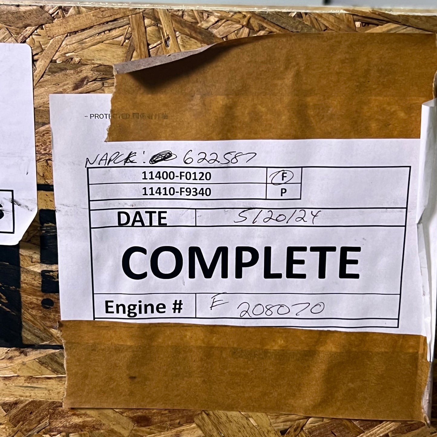 TOYOTA MOTOR Short Block Grey 11400-F0120 (AS-IS, Used)