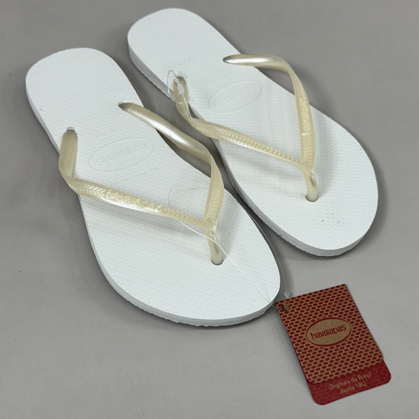 ZA@ HAVAIANAS High Quality Rubber Slim Flip Flops Non-Slip Women's 9/10 White 400030 C