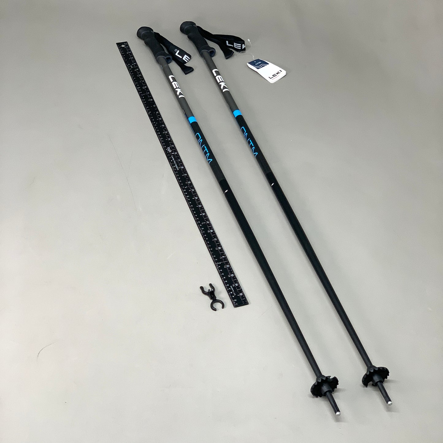 LEKI QNTM Ski Poles Aluminum Evocon 2K Soft 120cm/48in Black & Blue 65346383120