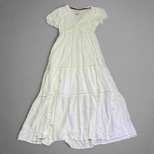 KNOX ROSE Lightweight Short Sleeve Maxi Dress  Women's Sz L White (Pre-Owned)