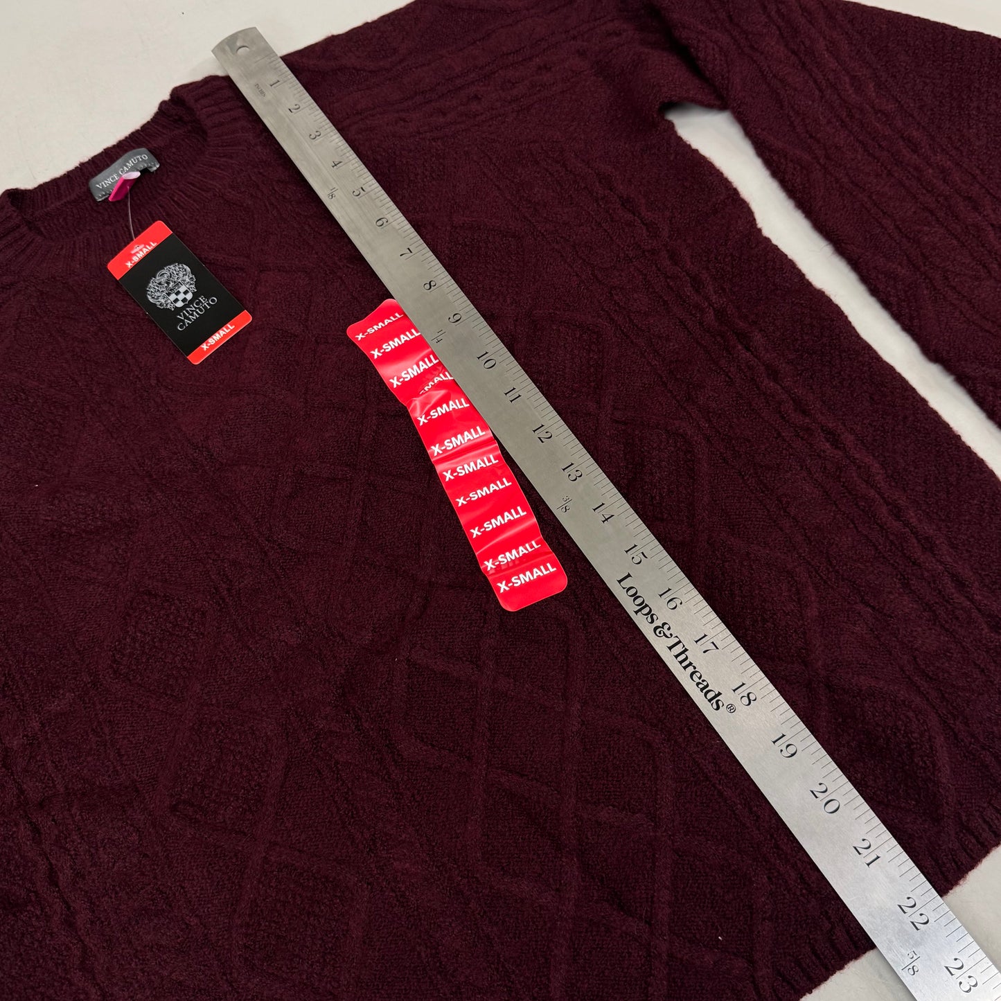 VINCE CAMUTO Cable Knit Sweater Women's Sz-XS Wine SC2895