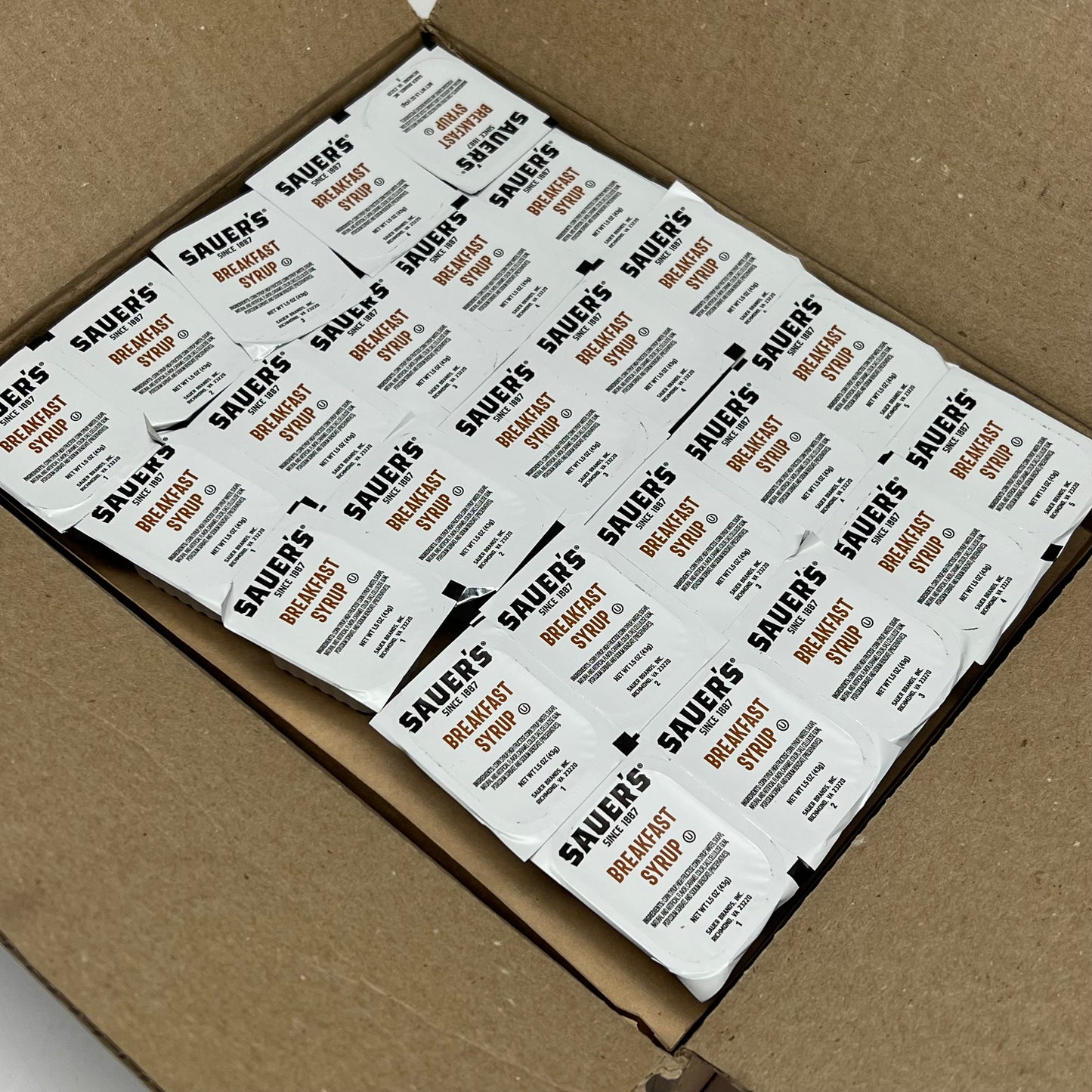 ZA@ SAUER (100 PACK) Regular Table Syrup Individually Packaged 1.5oz BB 11/26
