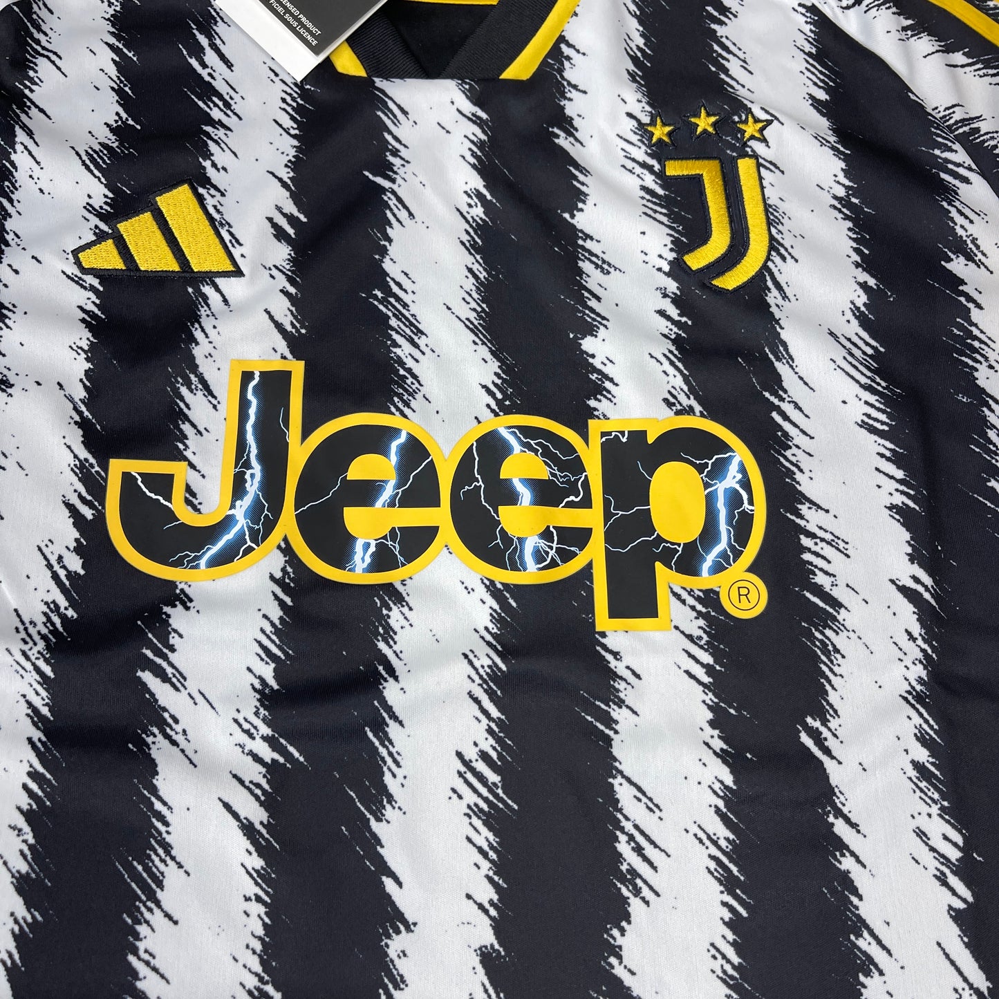 Z@ ADIDAS 2023/2024 Juventus Home Soccer Jersey Sz Youth L (13-14Y/164) Black/White/Yellow (New)