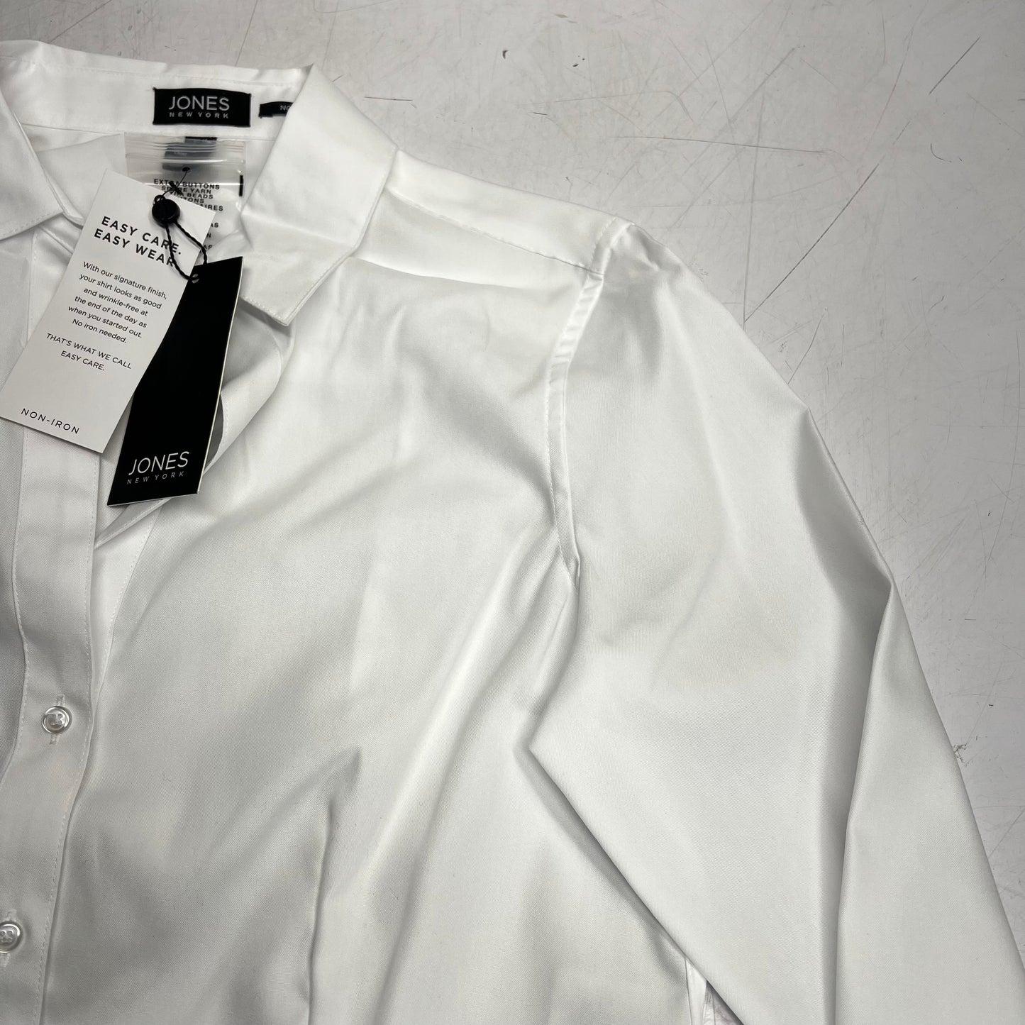 JONES New York Easy Care Professional Button Up Collared Shirt Women's Sz M White