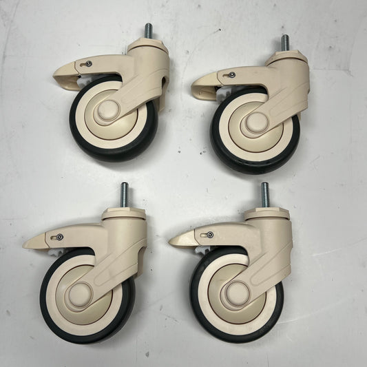 METRO (4 PACK) Polyurethane Stem Caster W/ Brake 4" Off White QB4B