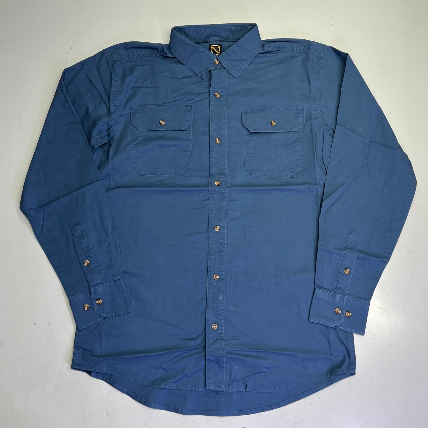 NOBLE OUTFITTERS Long Sleeve Weathered Work Shirt Men's Sz L-T Steel Blue 11049