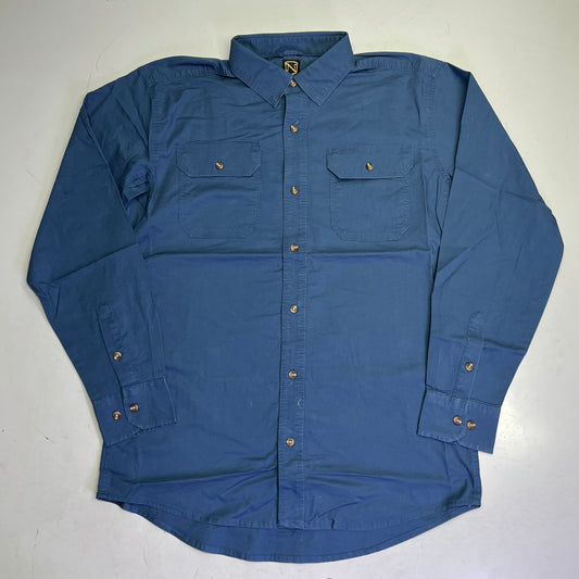 NOBLE OUTFITTERS Long Sleeve Weathered Work Shirt Men's Sz L-R Steel Blue 11049