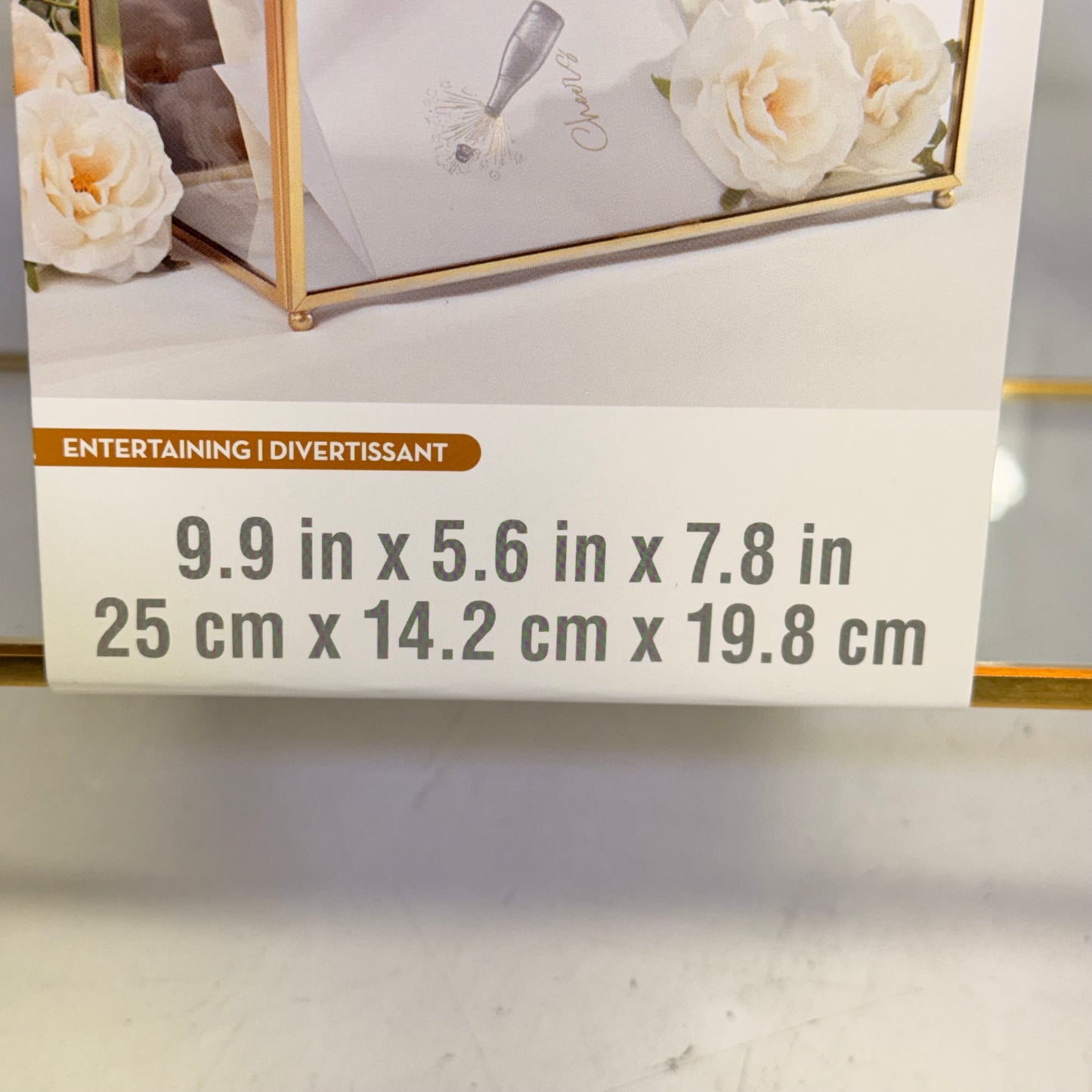 CELEBRATE IT Gold Metal & Glass Card Box Special Occasions 9.9 X 5.6 X 7.8 In 750311