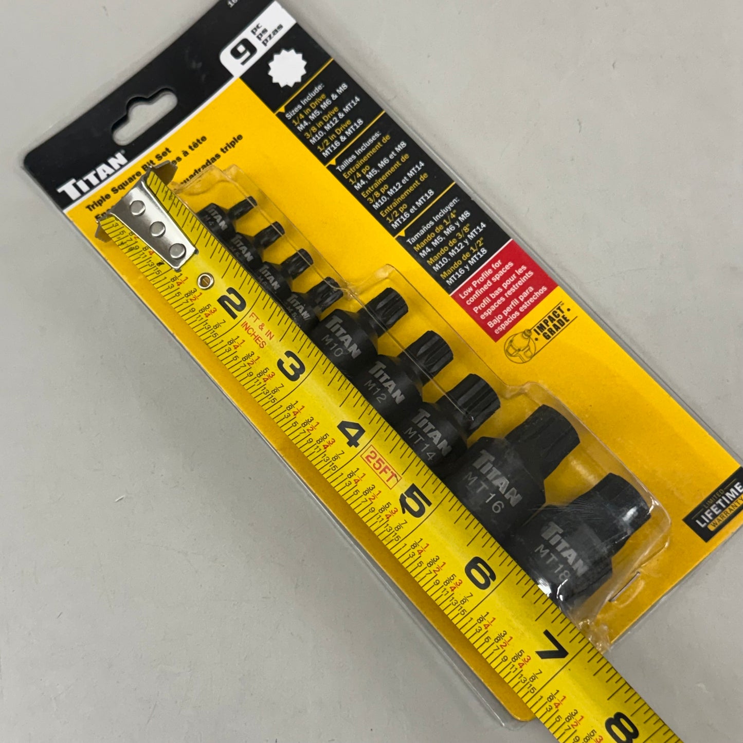 TITAN (9 Piece) Triple Square Bit Set 1/4"-1/2" Dr M4-MT18 Black 16138 Low Profile Impact