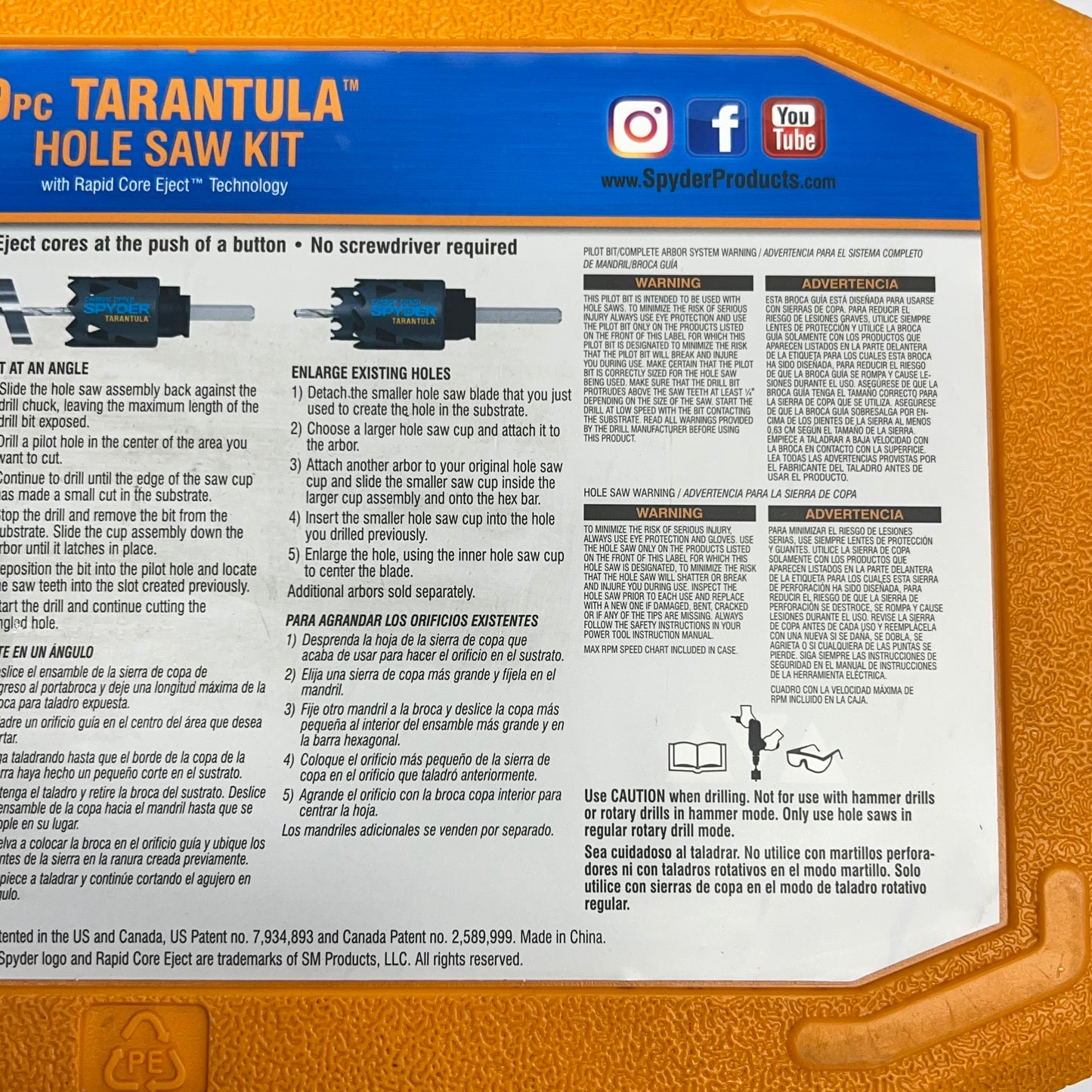 SPYDER Tarantula Carbide-tipped Arbored Adjustable Hole Saw Kit 9 Pieces 600925