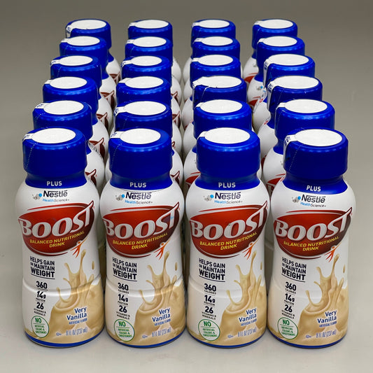 BOOST Plus (24 PACK) Very Vanilla Balanced Nutrition Drink 8 fl oz Bottles BB 11/24