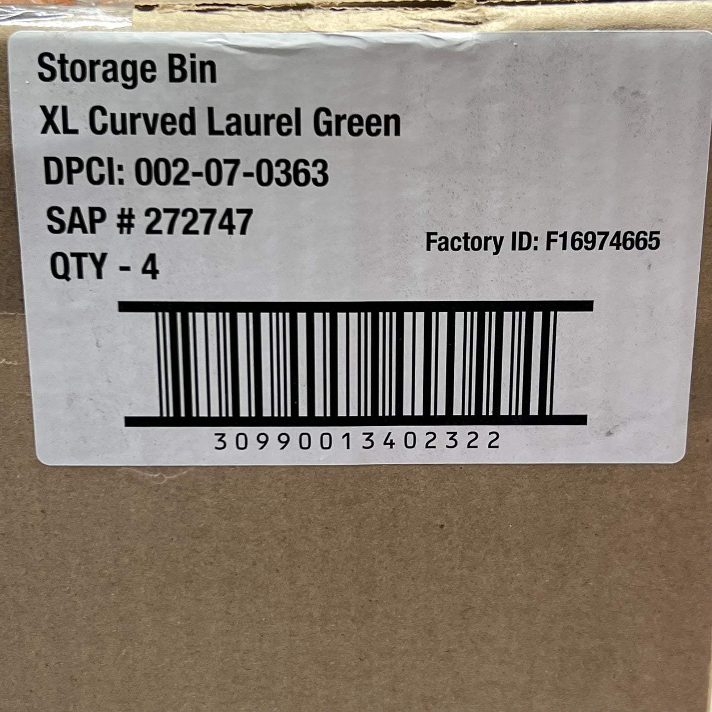 BRIGHTROOM (4 PACK) Storage Bin Medium Laurel Green Sz 16.5"L x 12"W x 10"H - 272747