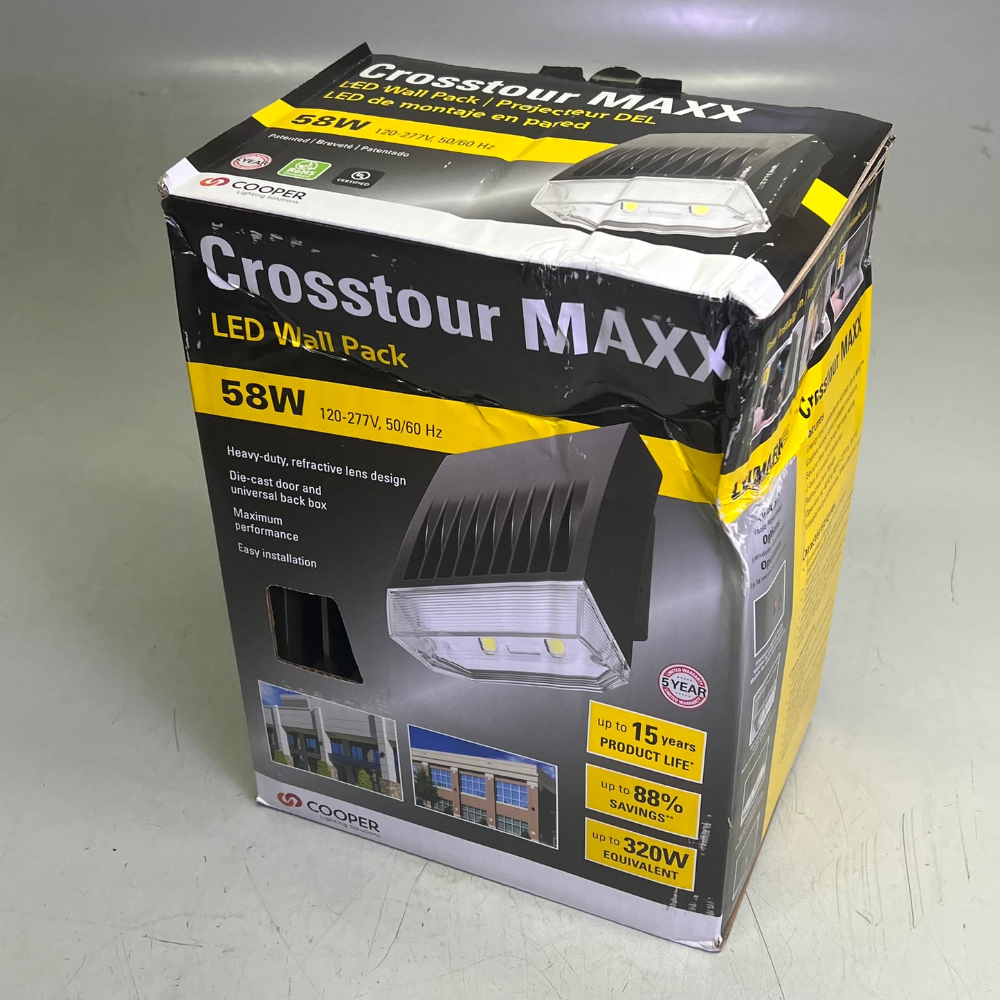 COOPER LIGHTING  Cross Tour Maxx LED Wall Pack 58W Carbon Bronze XTOR6BRL