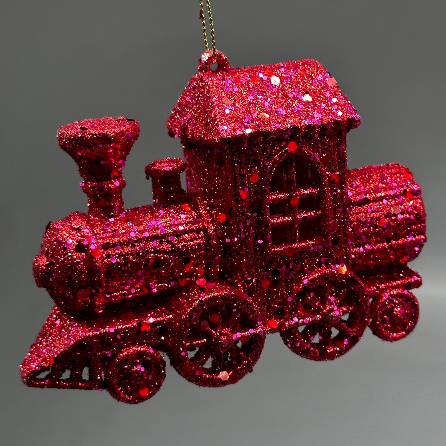 KURT S. ADLER Train Christmas Ornament Red Glitter 3.4“ T3628