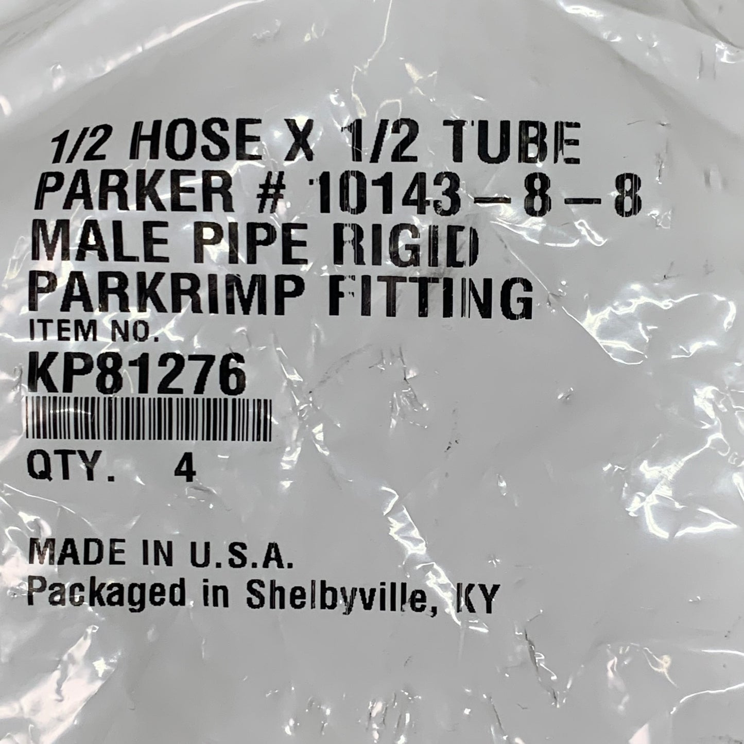 PARKER (4 PACK) Hydraulic Hose Male Pipe Rigid Fitting 1/2" x 1/2" Steel KP81276