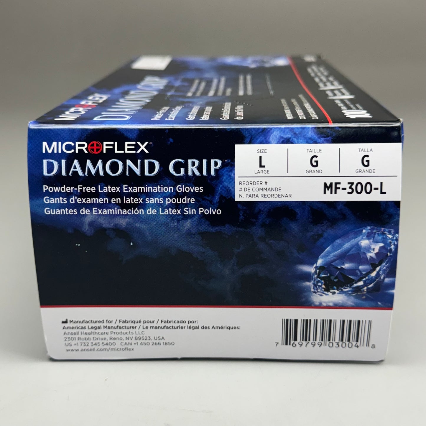 MICROFLEX (100 Pack) Diamond Grip Latex Disposable Gloves Size: L MF-300-L