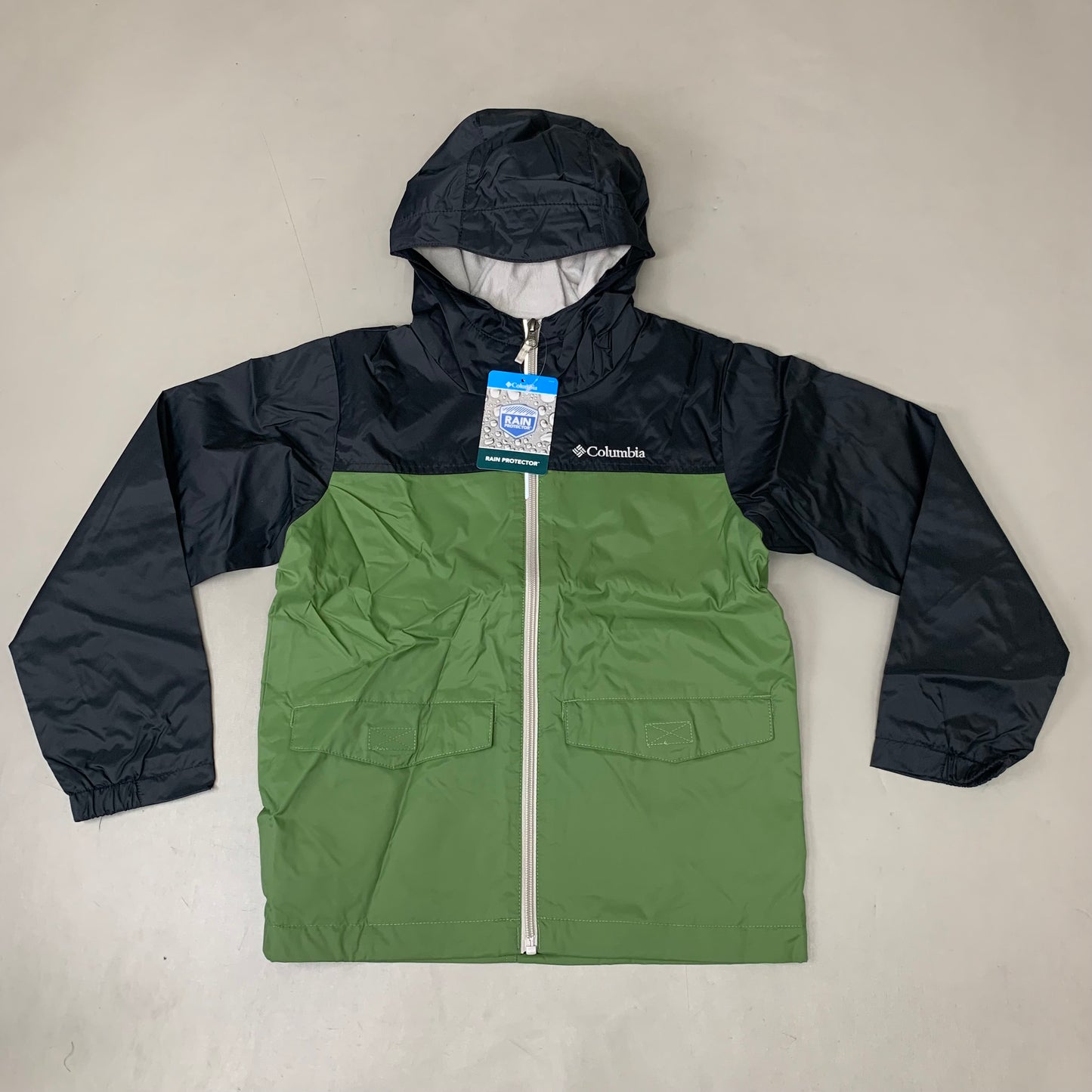 COLUMBIA Rain-Zilla Fleece Lined Jacket Unisex Youth Sz S Black Canteen RB3418-008