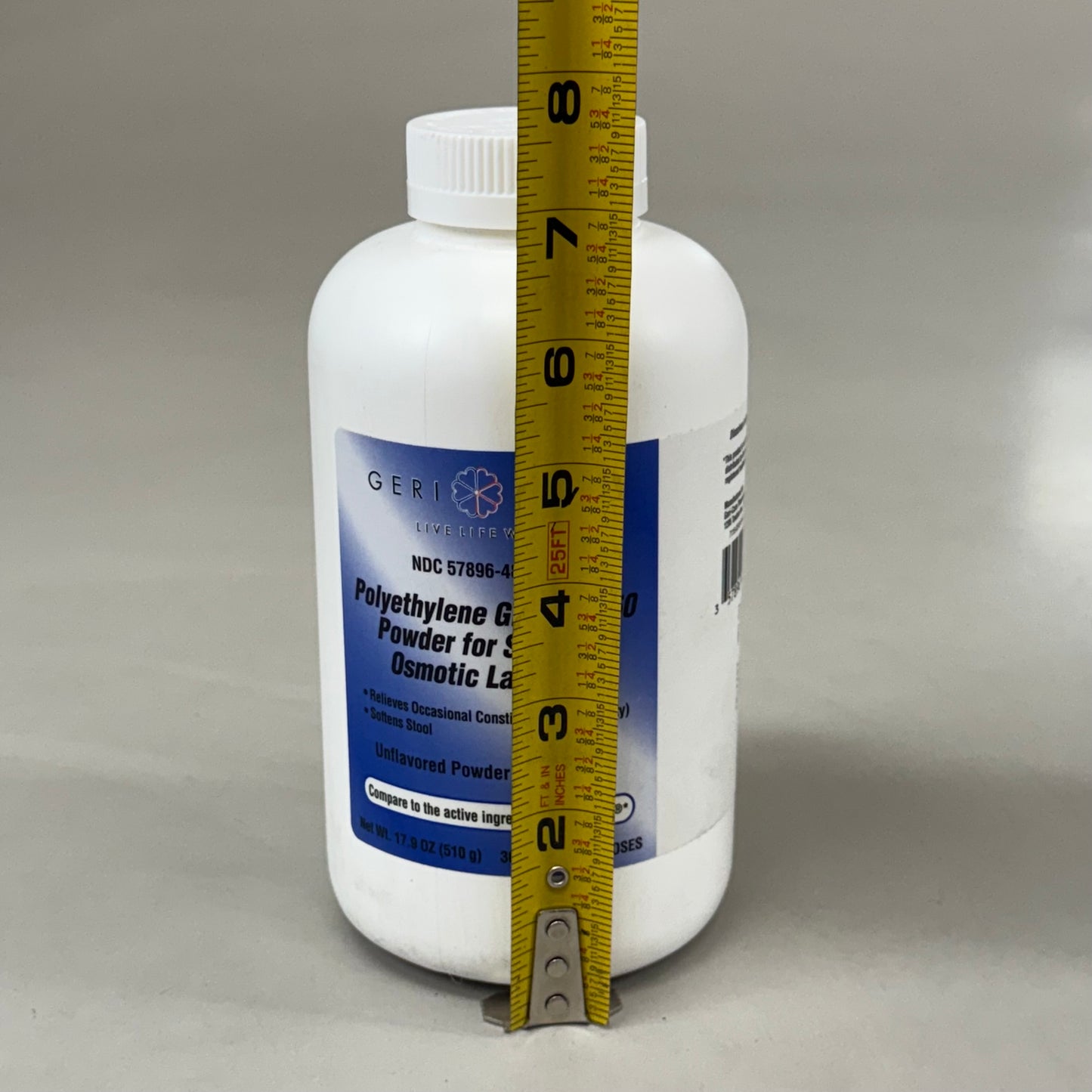 GERI CARE (2 Pack, 30 Doses Each) Polyethylene Gycol Powder For Solution Osmotic Laxative 17.9oz