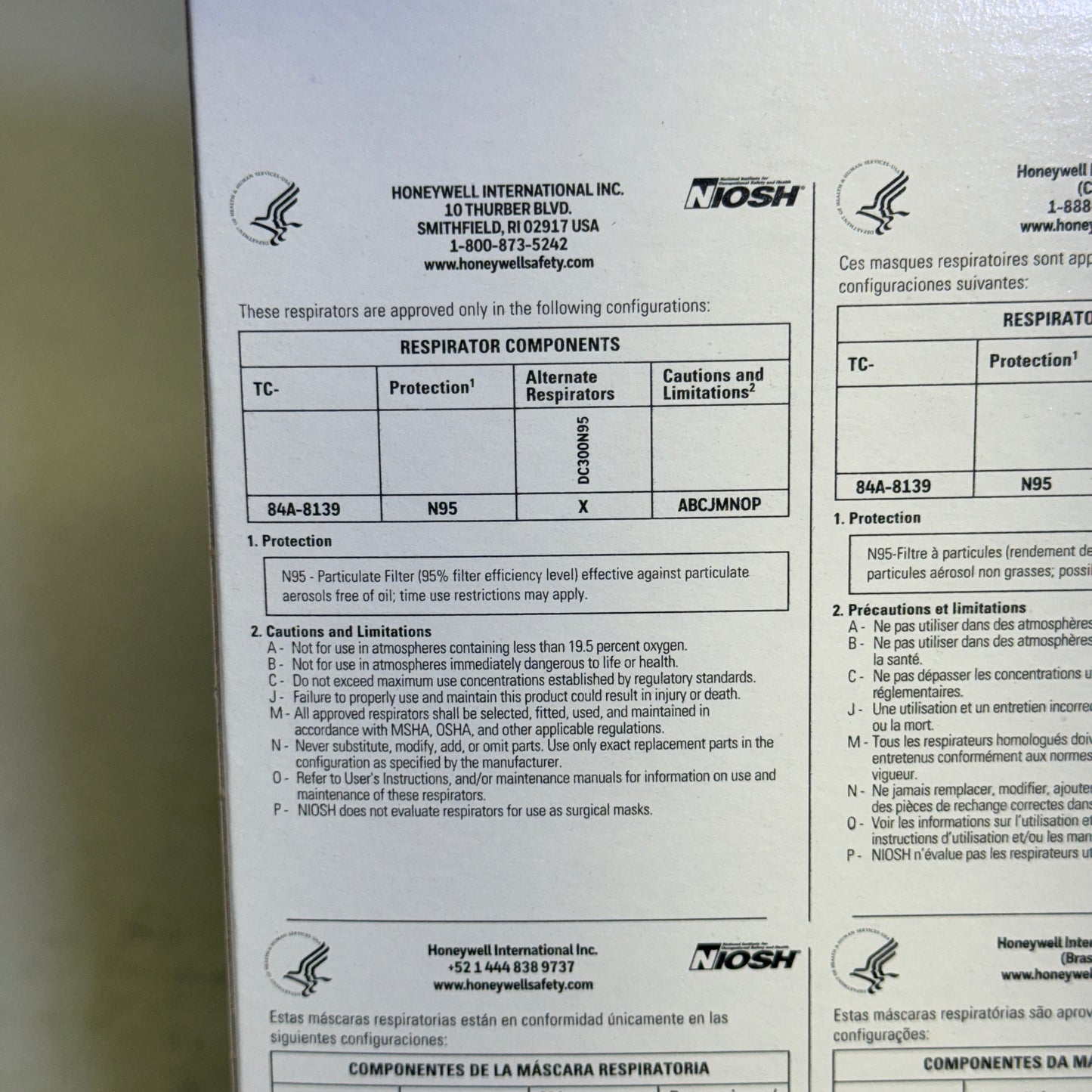 ZA@ HONEYWELL (2 BOXES, 40 Total Masks) N95 Respirator Mask NIOSH Appr. USA White DC300N95