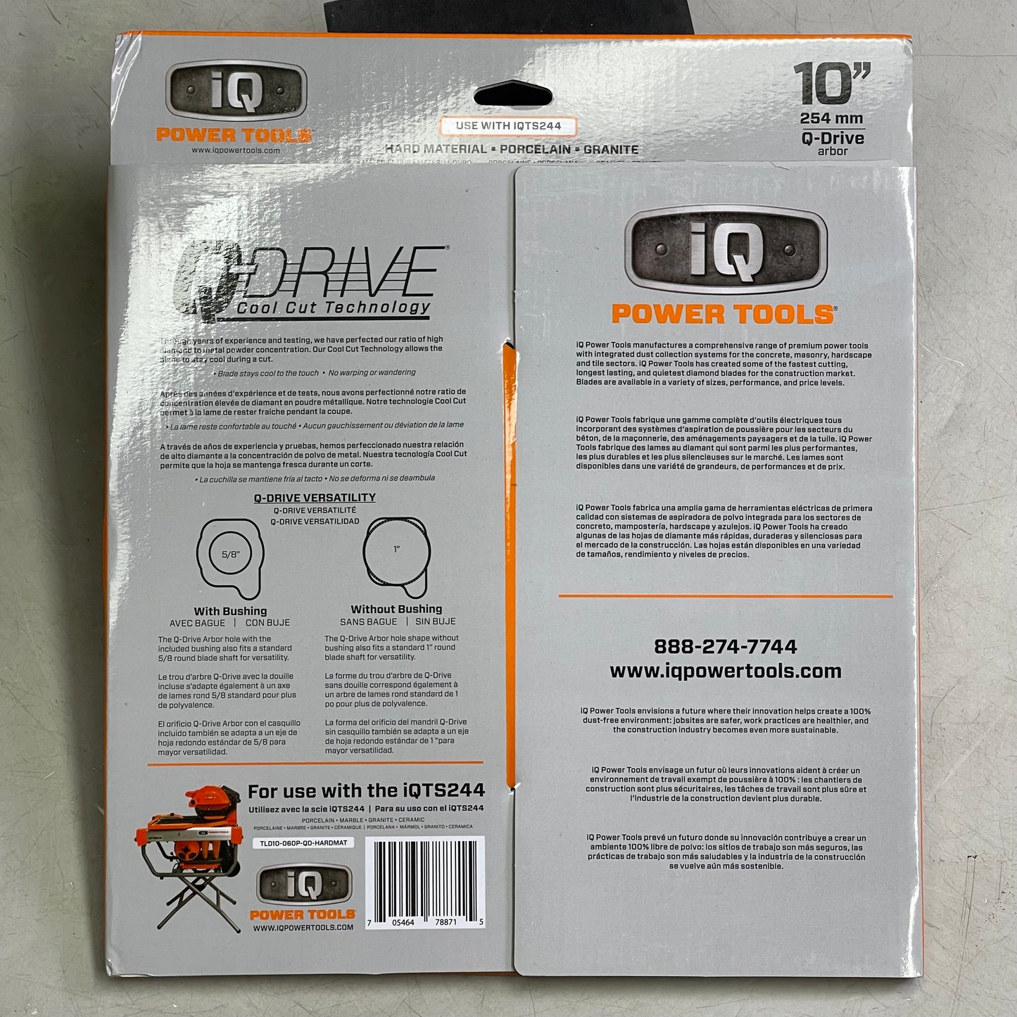 IQ POWER TOOLS Q-Drive Arbor Hard Material Blade For IQTS244 10" T10-060P-QD-HM