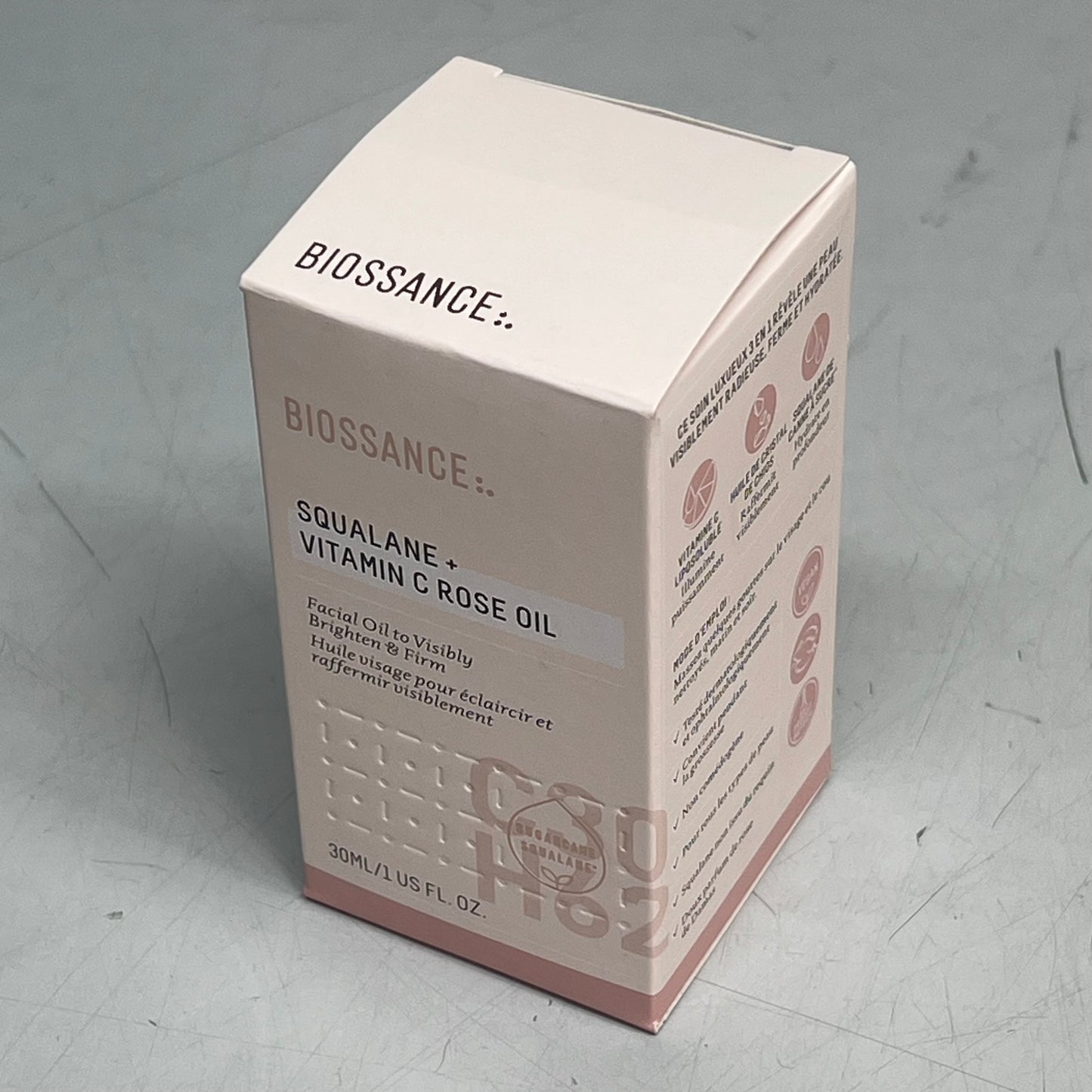 BIOSSANCE Squalene + Vitamin C Rose Oil For Skin Radiance & Suppleness 1 fl oz