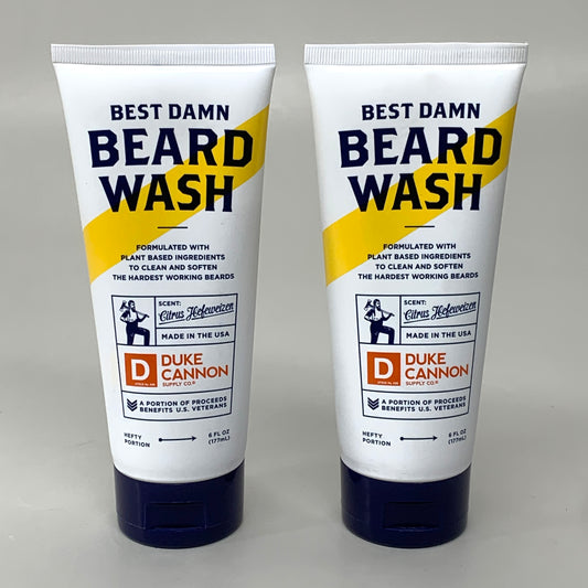 DUKE CANNON (2 PACK) Best Damn Beard Wash Made W/ Plant Based Ingredients 6fl oz