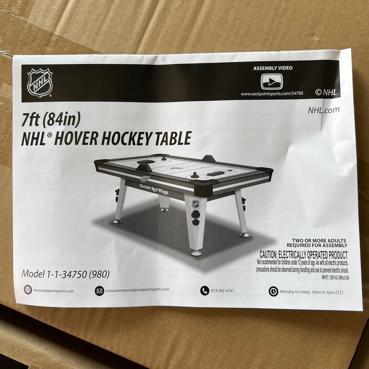 NHL Air Hockey Table - Wrap Around Goal Sz  84", White & Red 1-1-34750