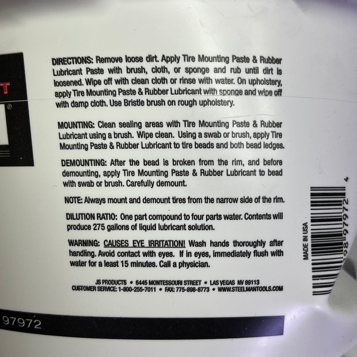 STEELMAN Ready To Use Tire Mounting Paste & Rubber Lubricant Bucket 8 lb 97972