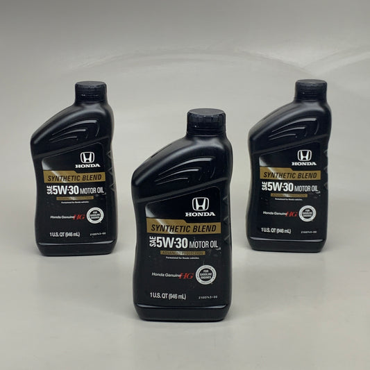 HONDA (3 PACK) Genuine Synthetic Blend SAE 5W-30 Motor Oil Advanced Protection 1 QT