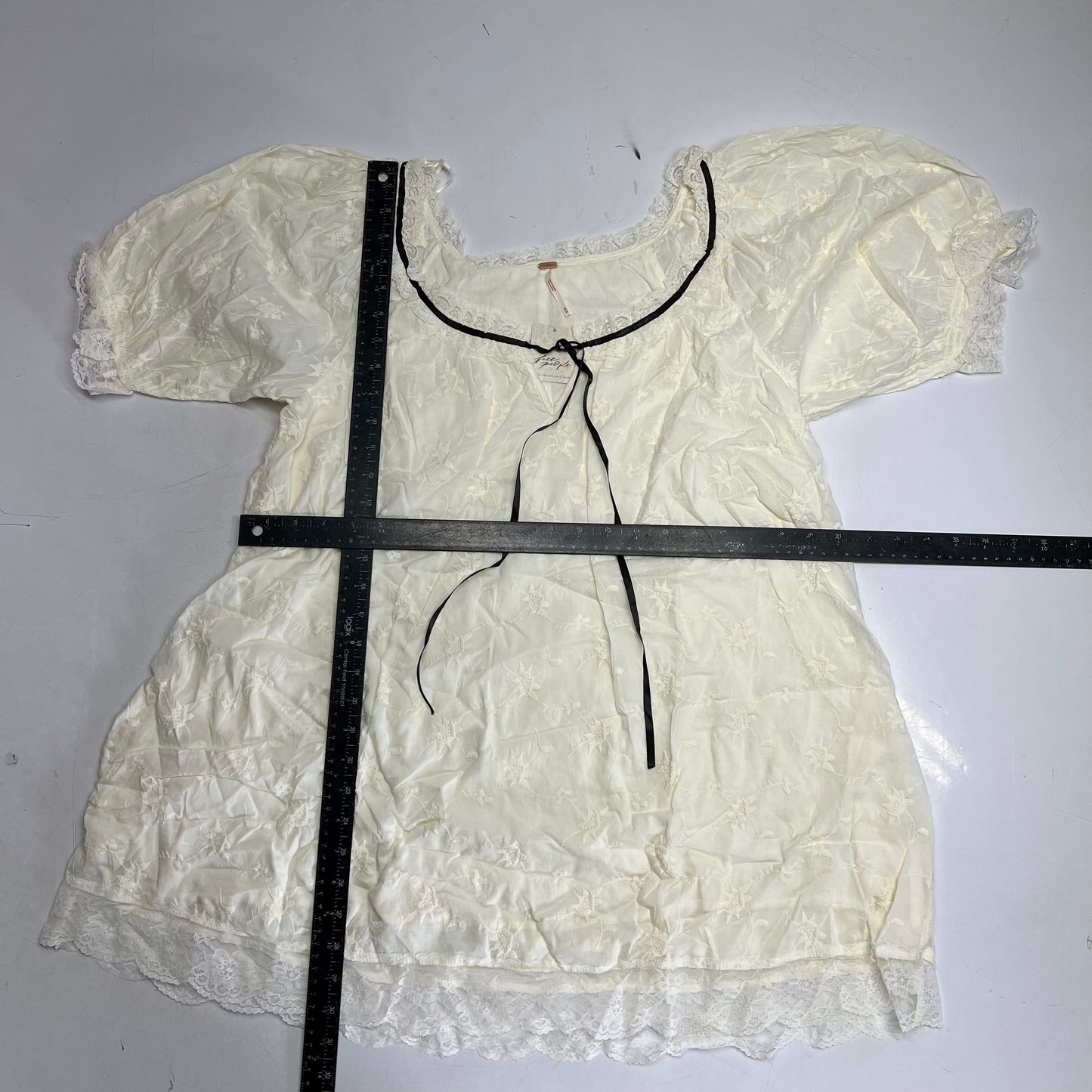 FREE PEOPLE Juno Embroidered Baby Doll Dress Women's Sz M White/Black 11163933