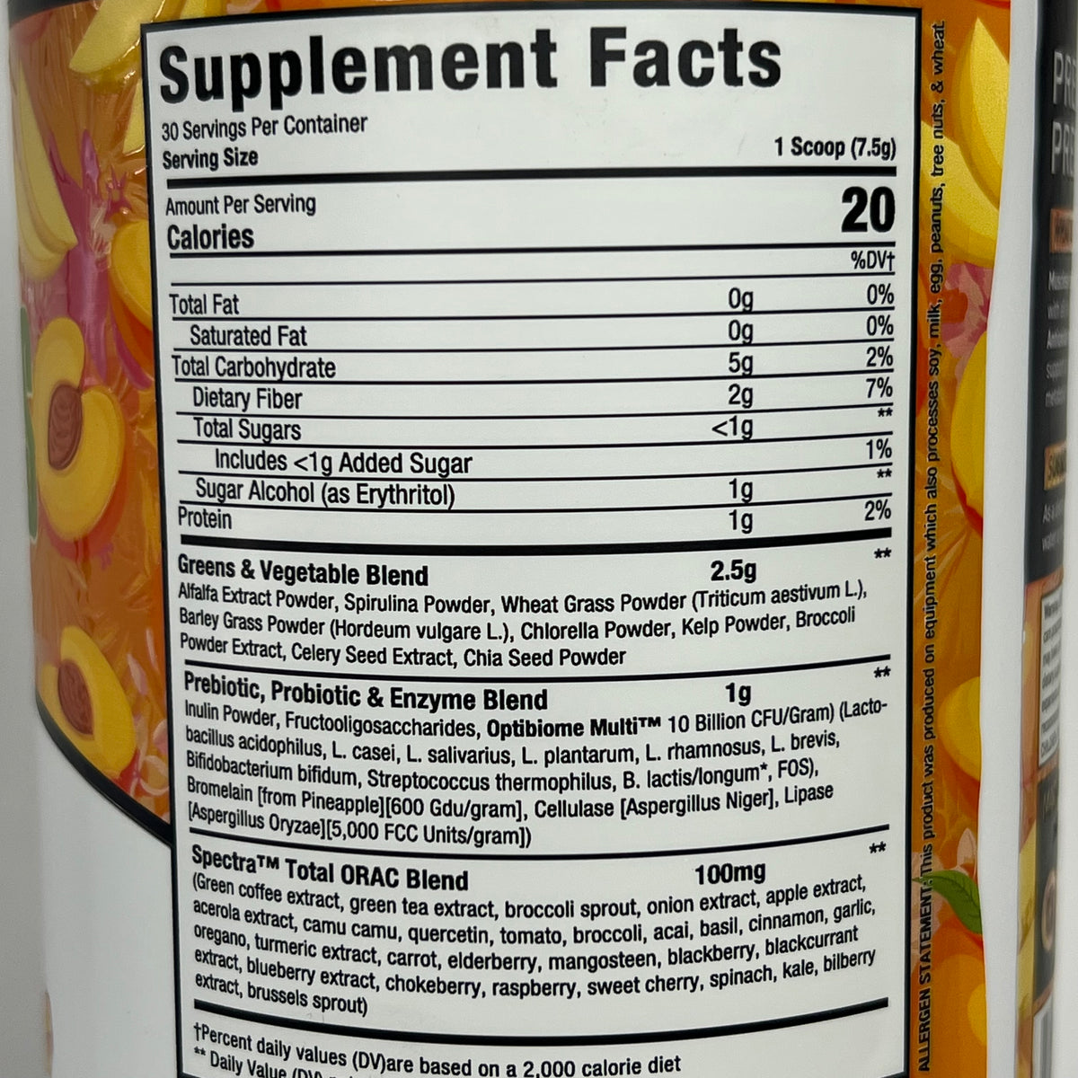 MUSCLESPORT Fruits & Greens W/ Pre & Probiotics Revolution Peach Mango BB 01/29