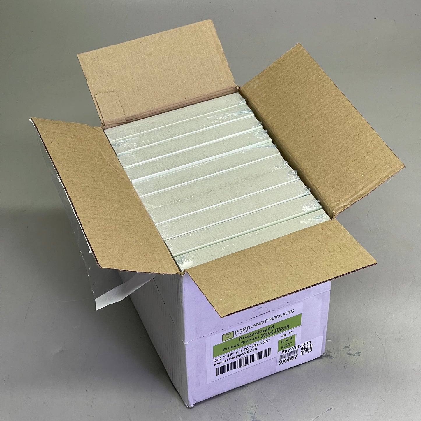 PORTLANDPRODUCTS (10 PACK) Primed Smooth Vent Block O/D 7.25" x 9.25" x I/D 4.25" Grey PPS307VB