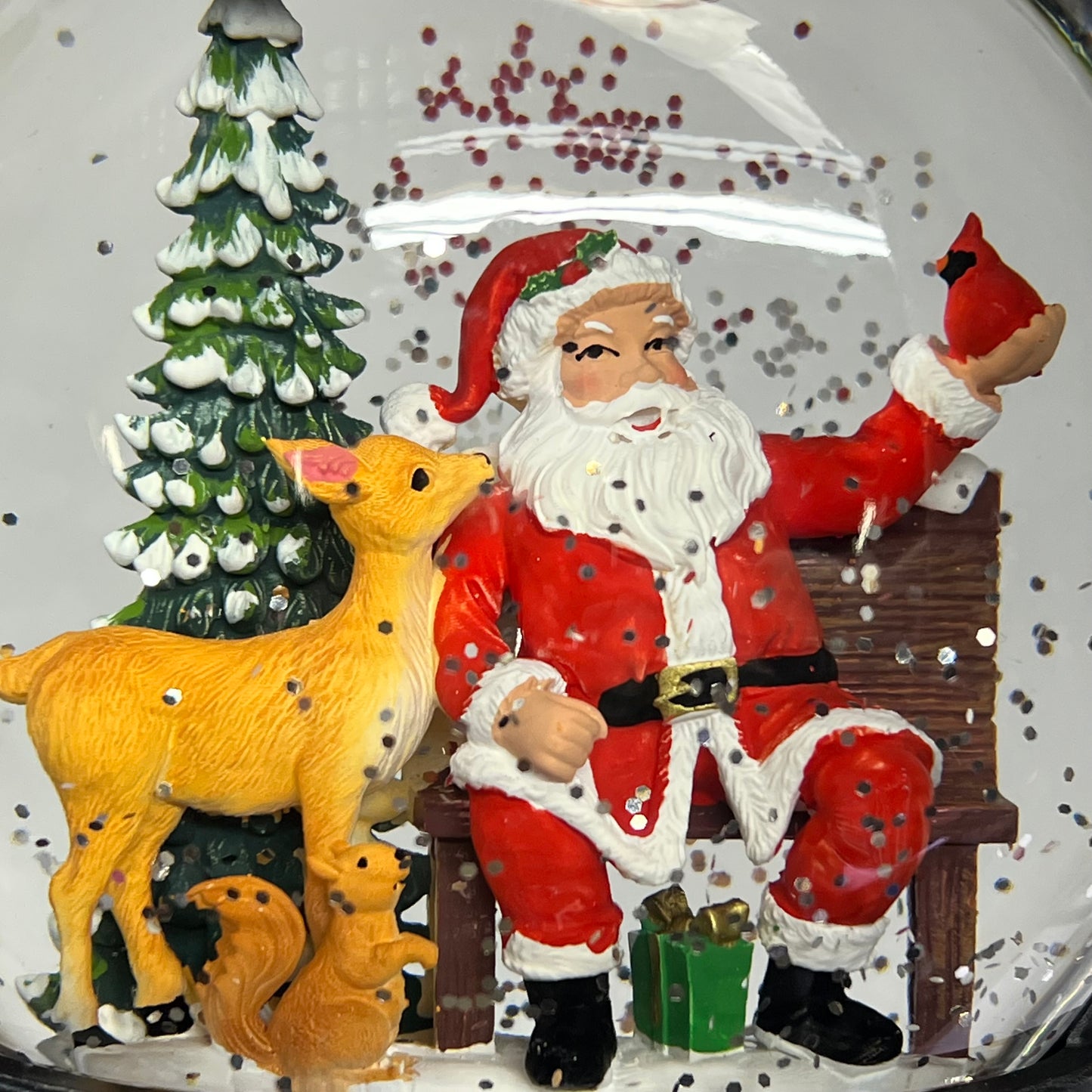 RAZZ IMPORTS  Santa Bench Lightened Water Lantern 8" 4540504