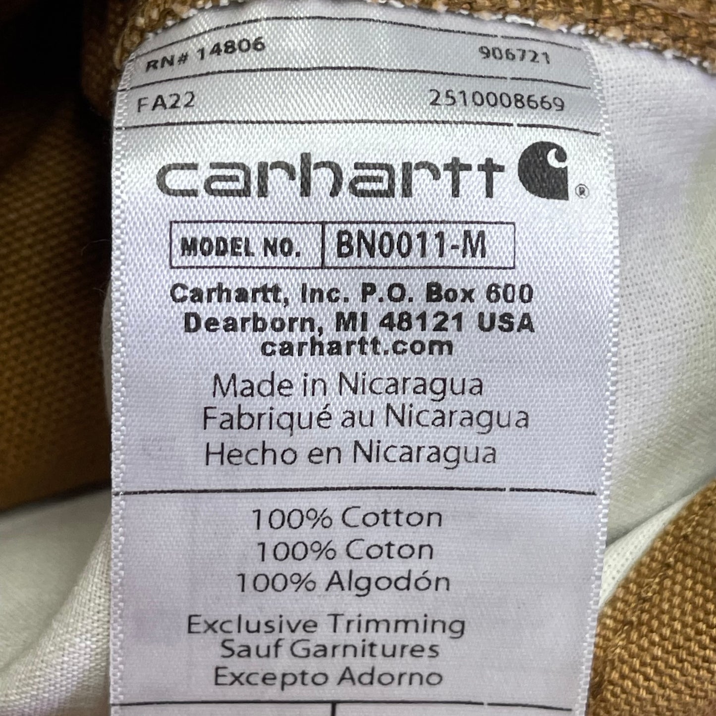 CARHARTT Loose Fit Washed Duck Utility Work Pant Men's Sz W36xL30 Brown BN0011-M