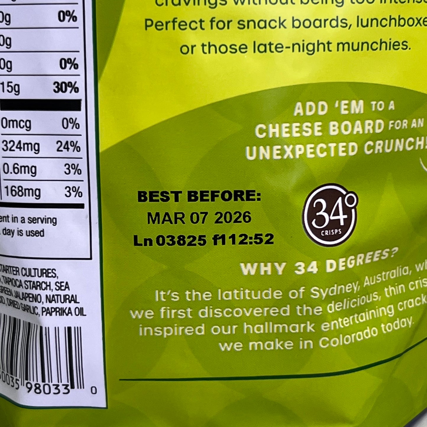 34 DEGREES (4 PACK) Mates Spicy Jalapeño Cheese Crisps 3 oz BB 03/26